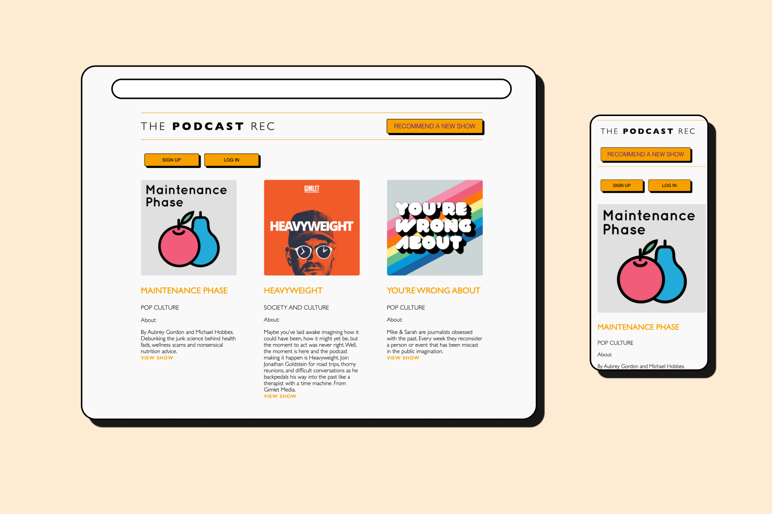 Image of the Podcast Rec project on desktop and iPhone screen